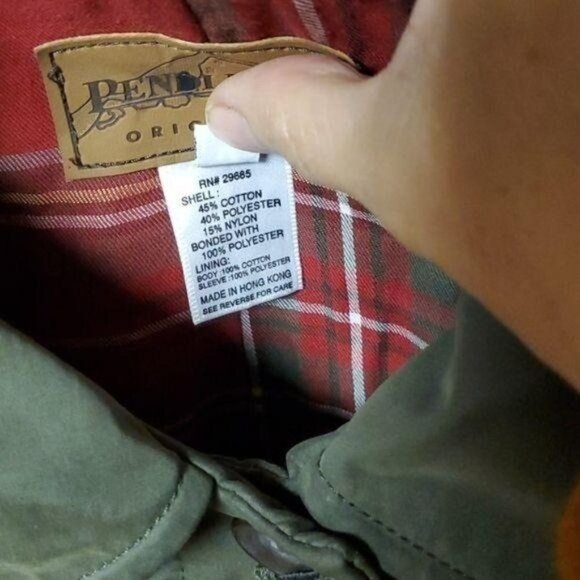Pendleton Nylon Wool Long Lined Army Green Rain or Trench Coat with Pocket - Picture 6 of 12